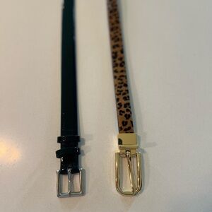 Banana Republic Black and Leopard Print Belt Duo